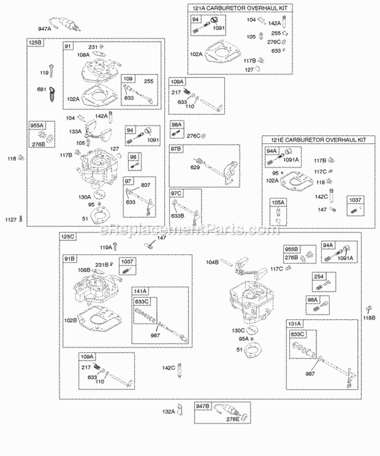 Air Cleaner Diagram and Parts List for  Briggs and Stratton Engine